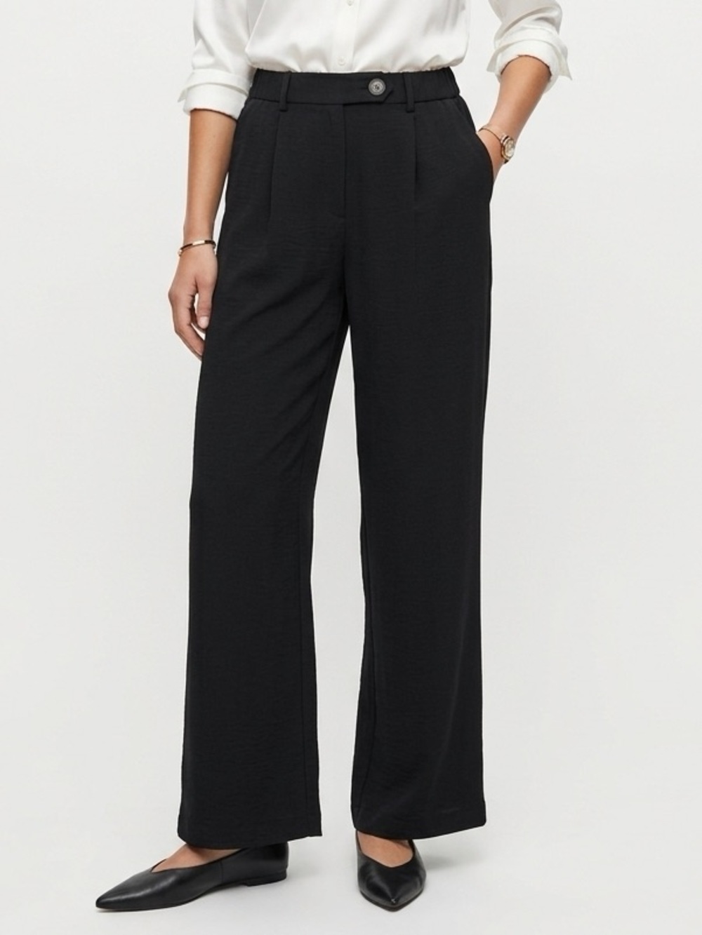 Women's Black Elastic-Waist Trousers pull on pants by C by One Sz-XS. FF6